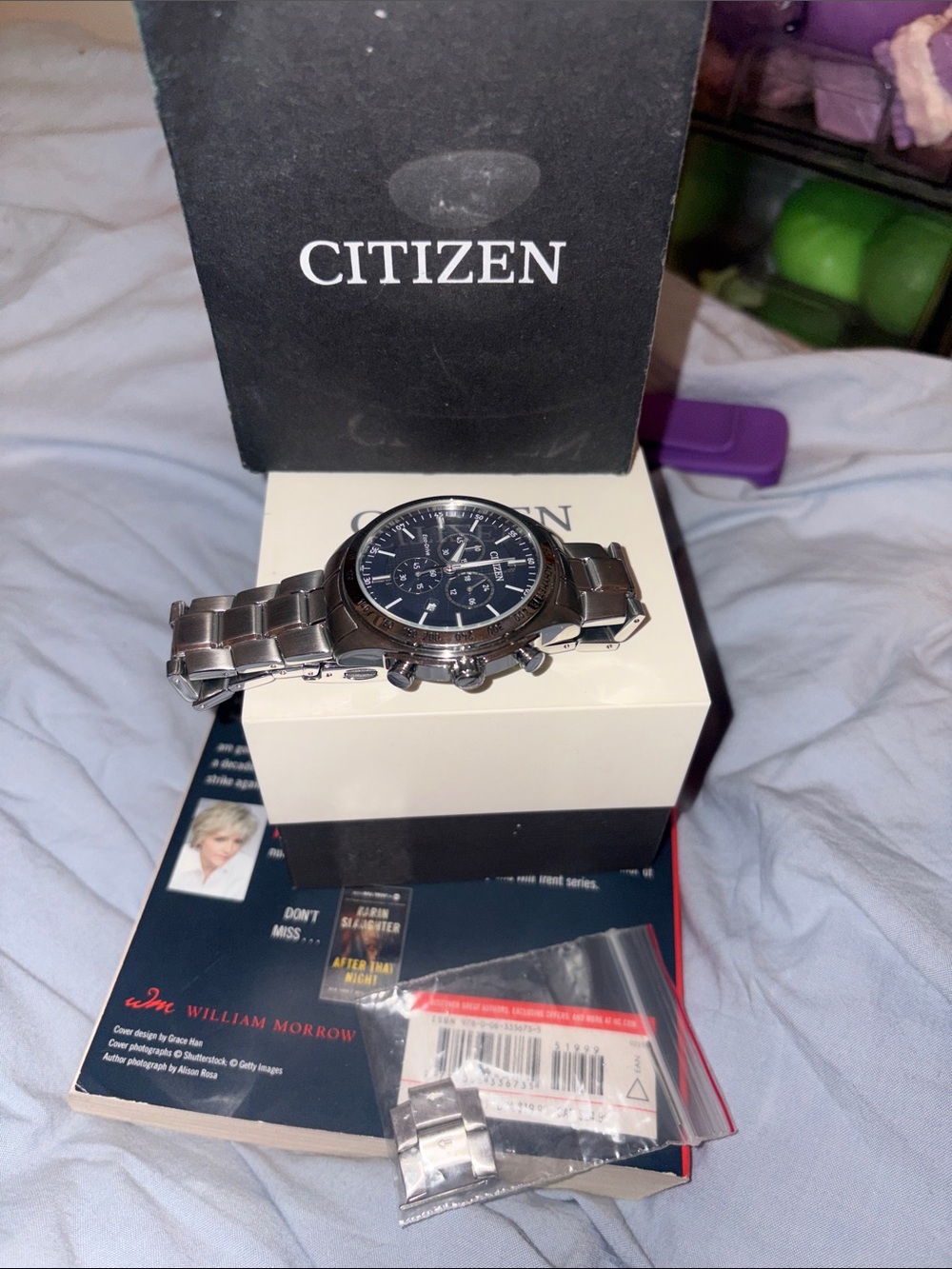 Men's Citizen Stainless Steel Watch with Blue Dial and Bracelet